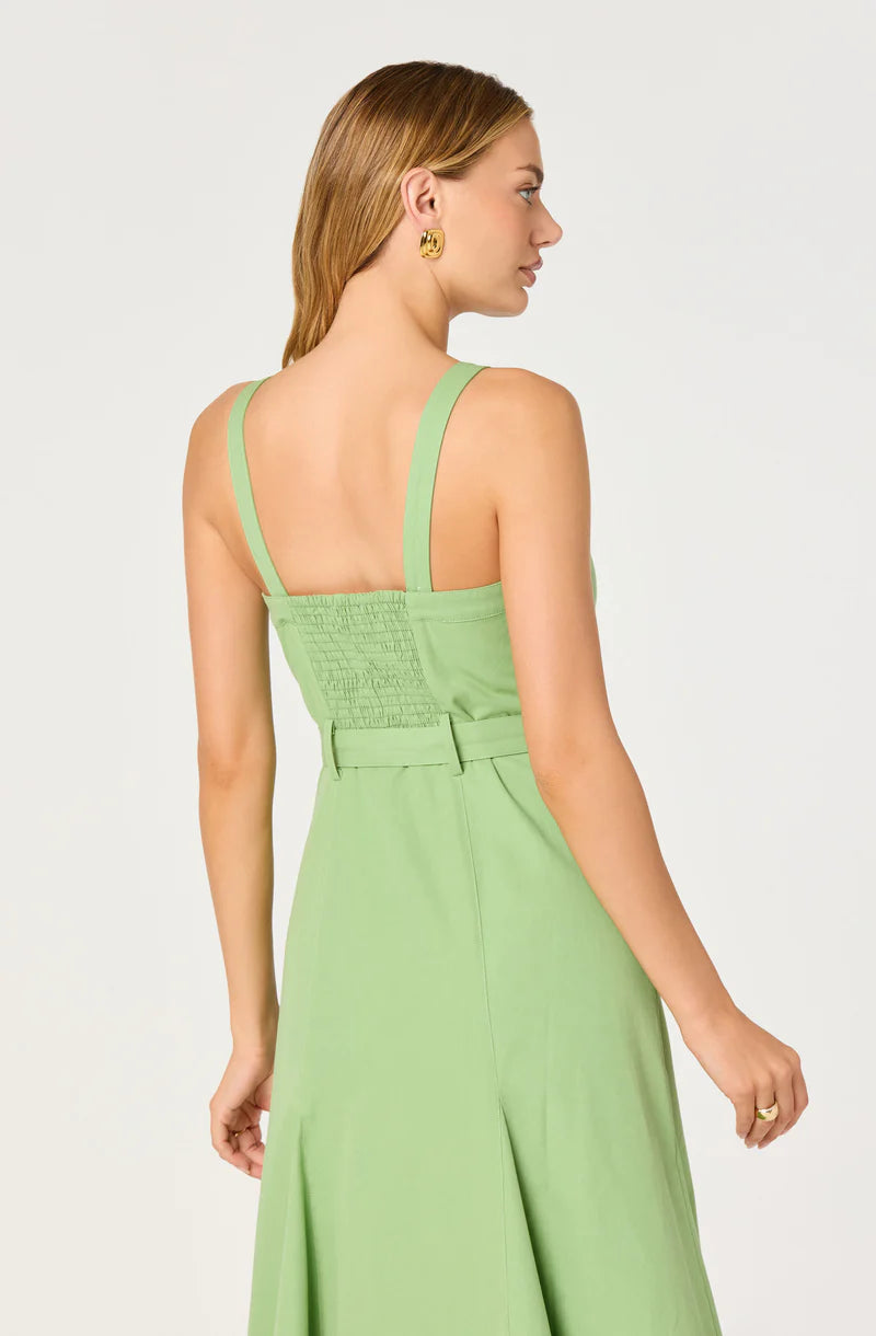 ASTR Green Belted Mckinley Dress