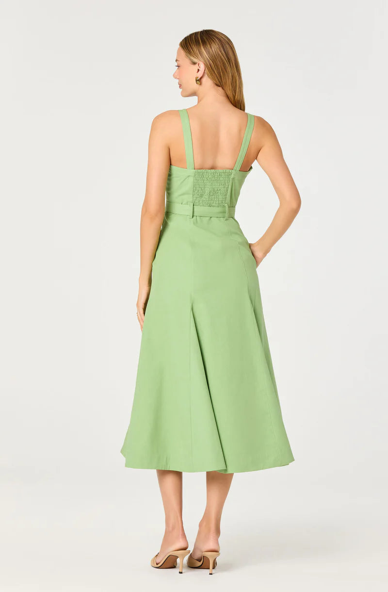 ASTR Green Belted Mckinley Dress
