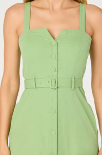 ASTR Green Belted Mckinley Dress