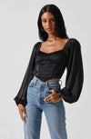Black Satin Penny Cropped Top
