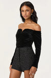 ASTR Black Salem Velvet Off Shoulder Top