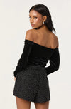 ASTR Black Salem Velvet Off Shoulder Top