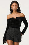 ASTR Black Salem Velvet Off Shoulder Top