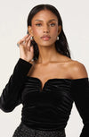 ASTR Black Salem Velvet Off Shoulder Top