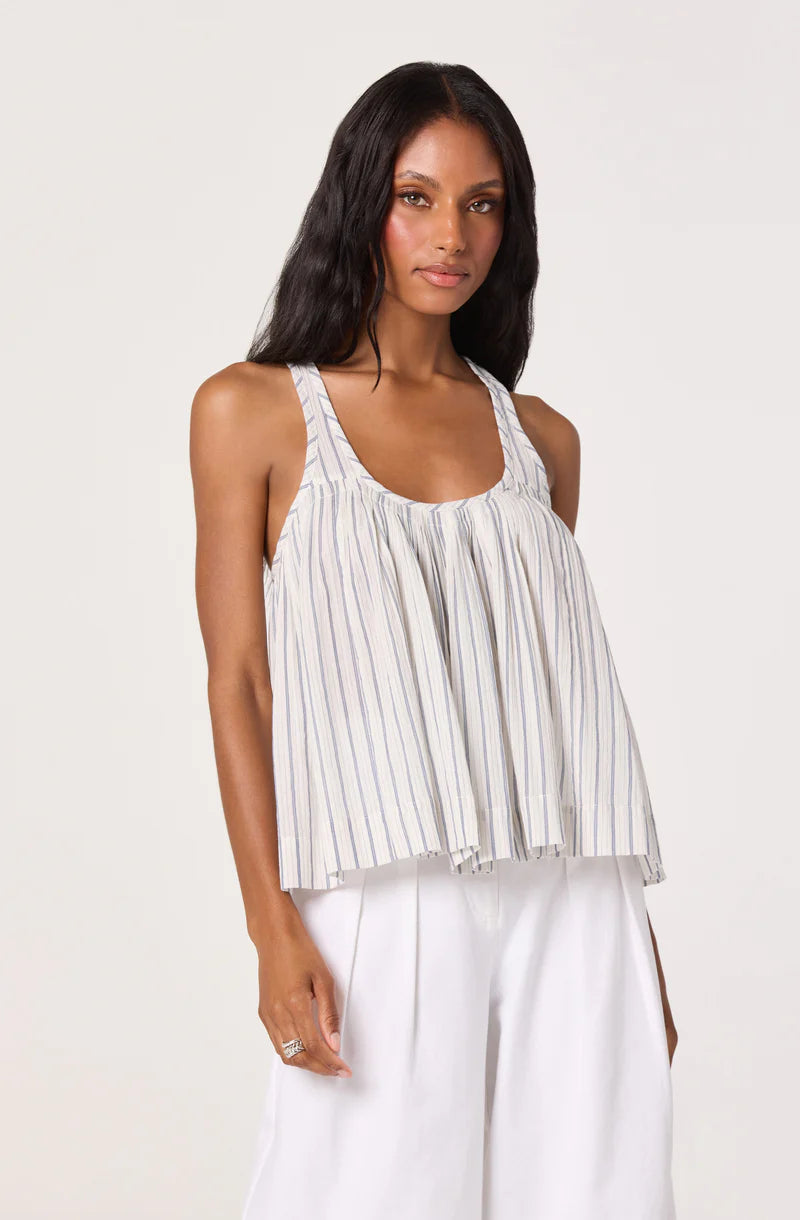 ASTR | White Blue Stripe Aggie Top