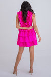 Karlie Pink Satin Ruffle V-Neck Dress