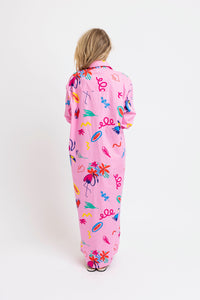 Karlie Magenta Artist Shirt Maxi Dress (MEDIUM)