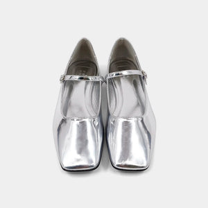 Shushop Silver Metallic Ballet Flat