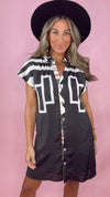 THML Black Printed Button Down Dress