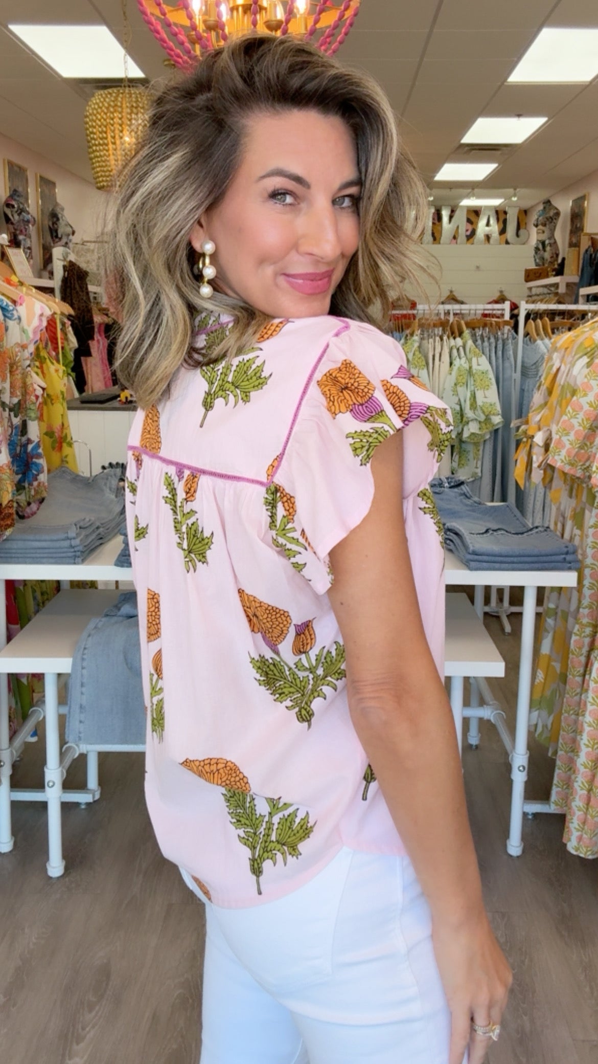 Ivy Jane | Pink Fem De La Fleur Top (1 MEDIUM)