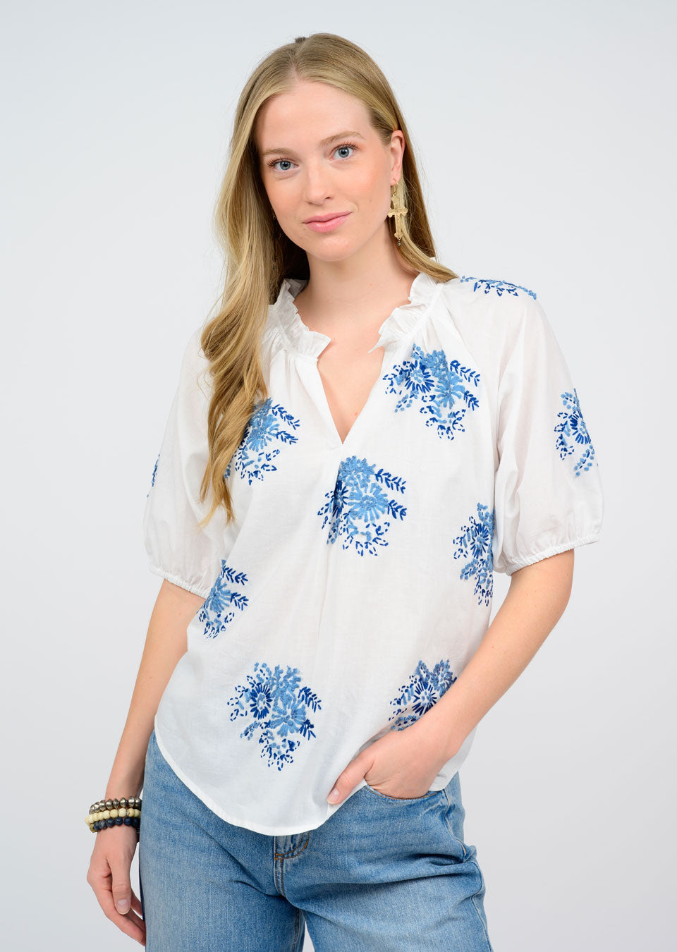 Sister Mary Anita White Floral Top