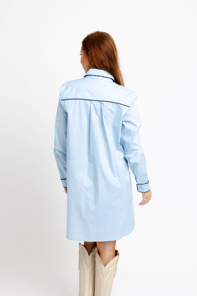 Karlie | Powder Blue Pocket Shirt Dress