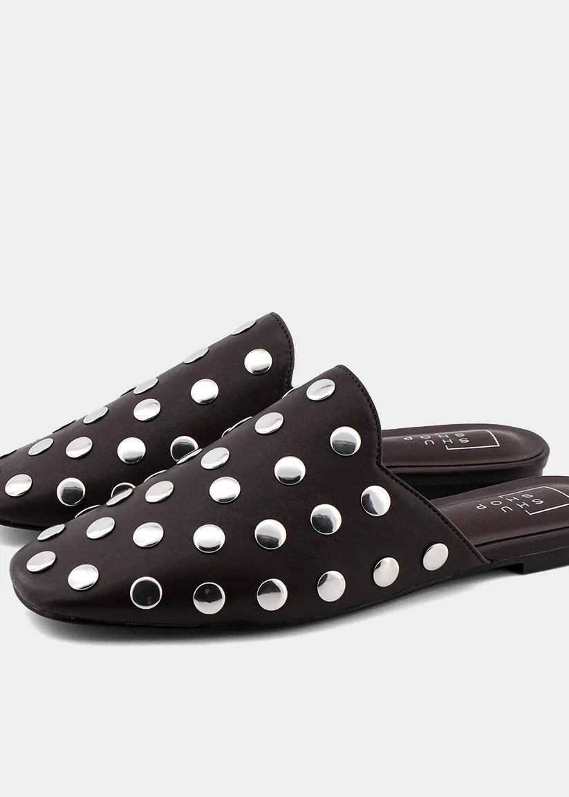 ShuShop | Aretha Studded Mule in Brown