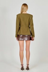 Endless Rose | Khaki/Olive Round Neck Blazer