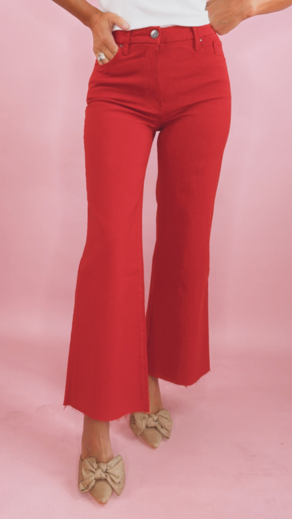 Kut Meg High Rise Wide Leg in Ruby Red
