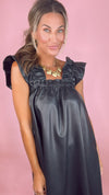 THML Black Pleather Tank Midi Dress (1 XS)