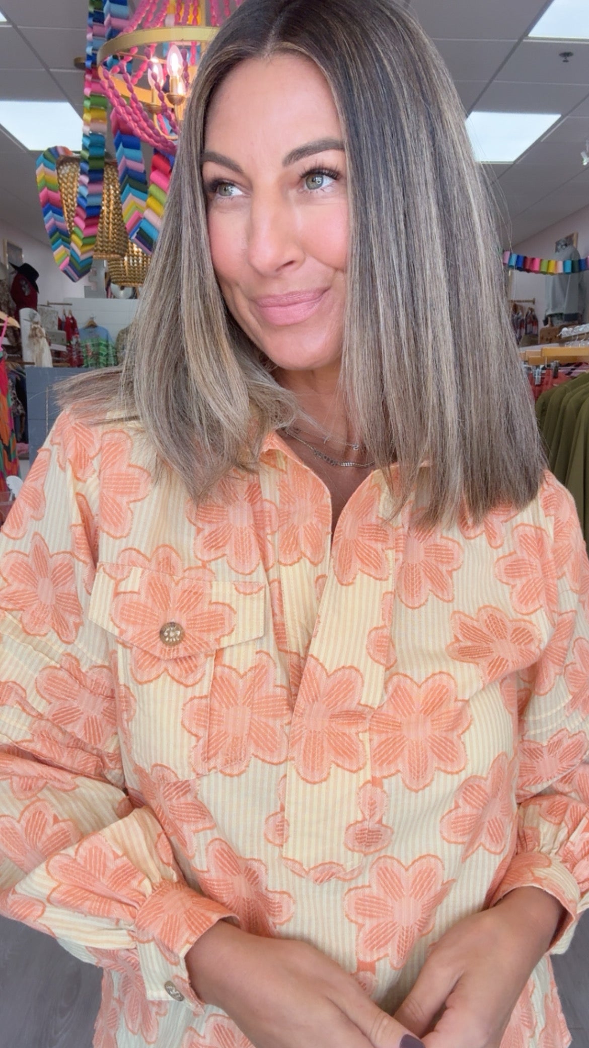 Ivy Jane | Citron Jacquard Stripe Top w/ Pleated Sleeve