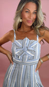 Aylaya Stripe Flower Detail Midi Dress