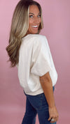 Ecru Drawstring Hem Scoop Neck Top