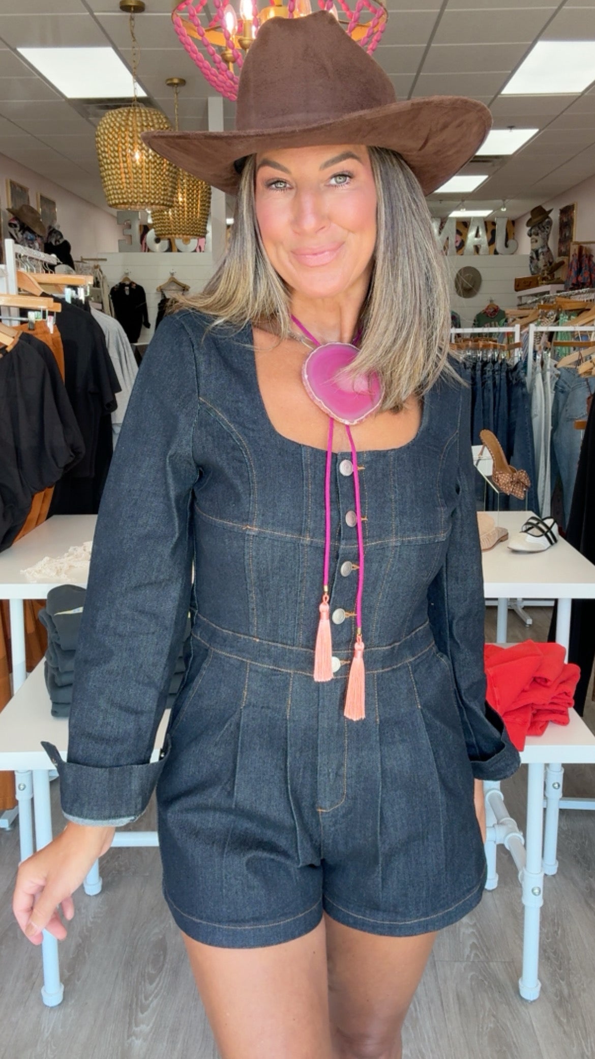 Stretchy Denim Romper