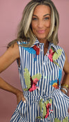 Queen of Sparkles Parrot Stripe Midi Dress