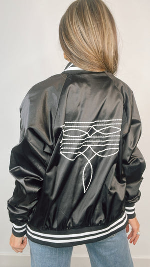 Black Western Retro Bomber Jacket