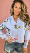 Queen of Sparkles Powder Blue Duck Collar Sweatshirt