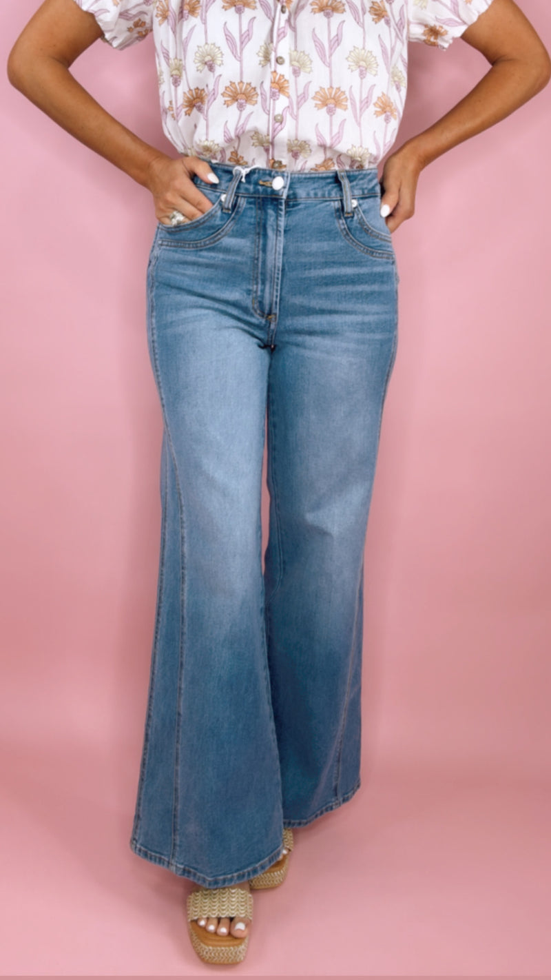 Dear John Fiona High Rise Wide Leg in Creekside