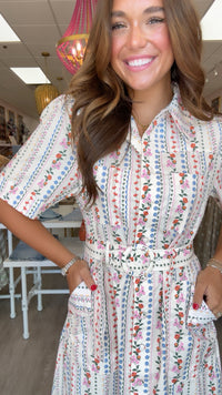 Karlie | Ivory French Floral Belted Maxi Dress (1 SMALL)