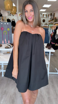 Endless Rose | Strapless Black Pintuck Mini Dress