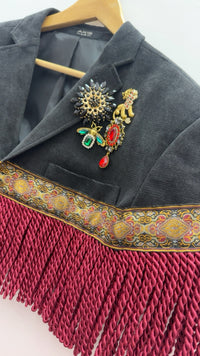 Blazer + Fringe Vest w/ Brooches