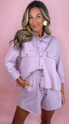 Karlie Lavender French Terry Tie Short Set (LARGE)