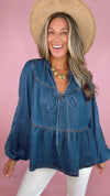 FRNCH Blue Jean Cixous Peplum Top (1 XS)