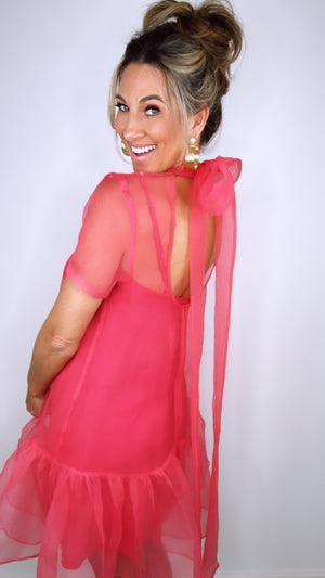 Karlie Pink Organza Bow Back Dress