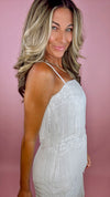 Endless Rose White Textured Midi Dress