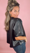 FRNCH Black Bazin Leather Top