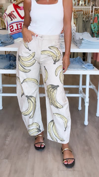 Free People | Good Luck Printed Barrel Jean in Go Bananas