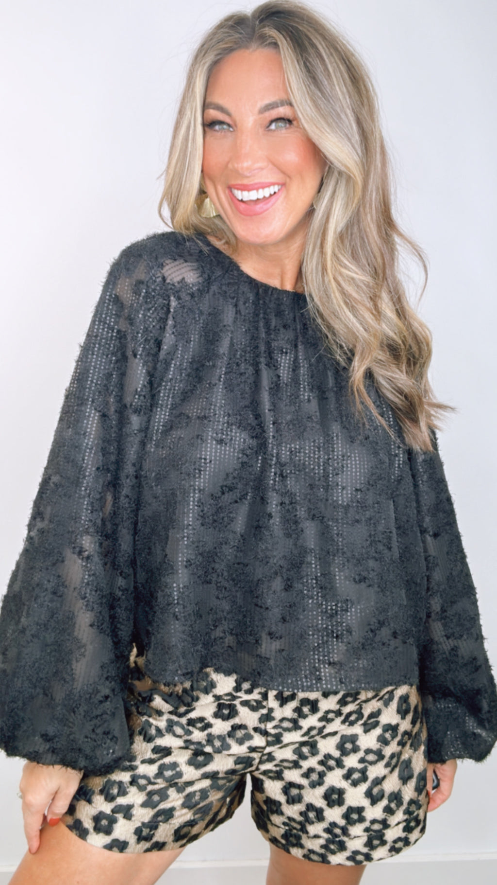 FRNCH Black Textured Blouse