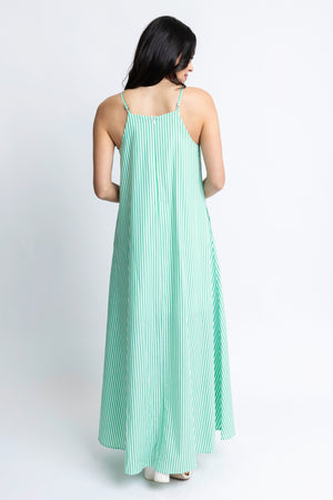 Karlie Green Stripe Apron Maxi Dress