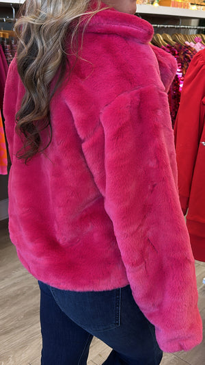 Fuchsia Fuzzy Fur Jacket (SMALL)