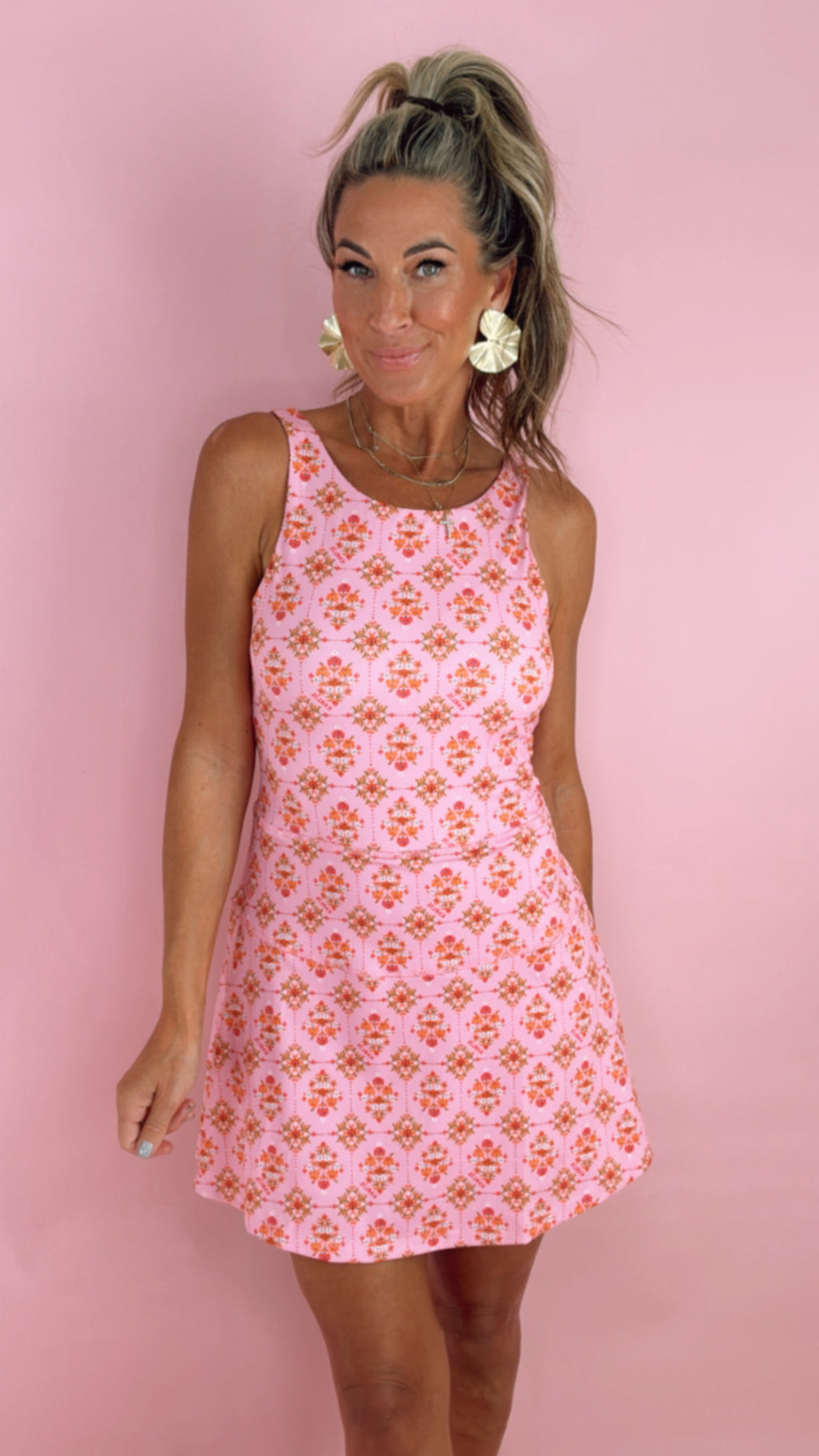 Karlie Pink Floral London VBack Scallop Kourt Dress