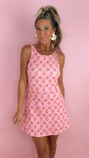 Karlie Pink Floral London VBack Scallop Kourt Dress