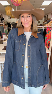 Rylee+Cru | Denim Barn Jacket in Dark Indigo