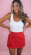 English Factory Red Slit Front Skort