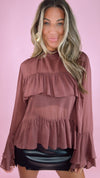 ASTR Fae Wine Ruffle Top