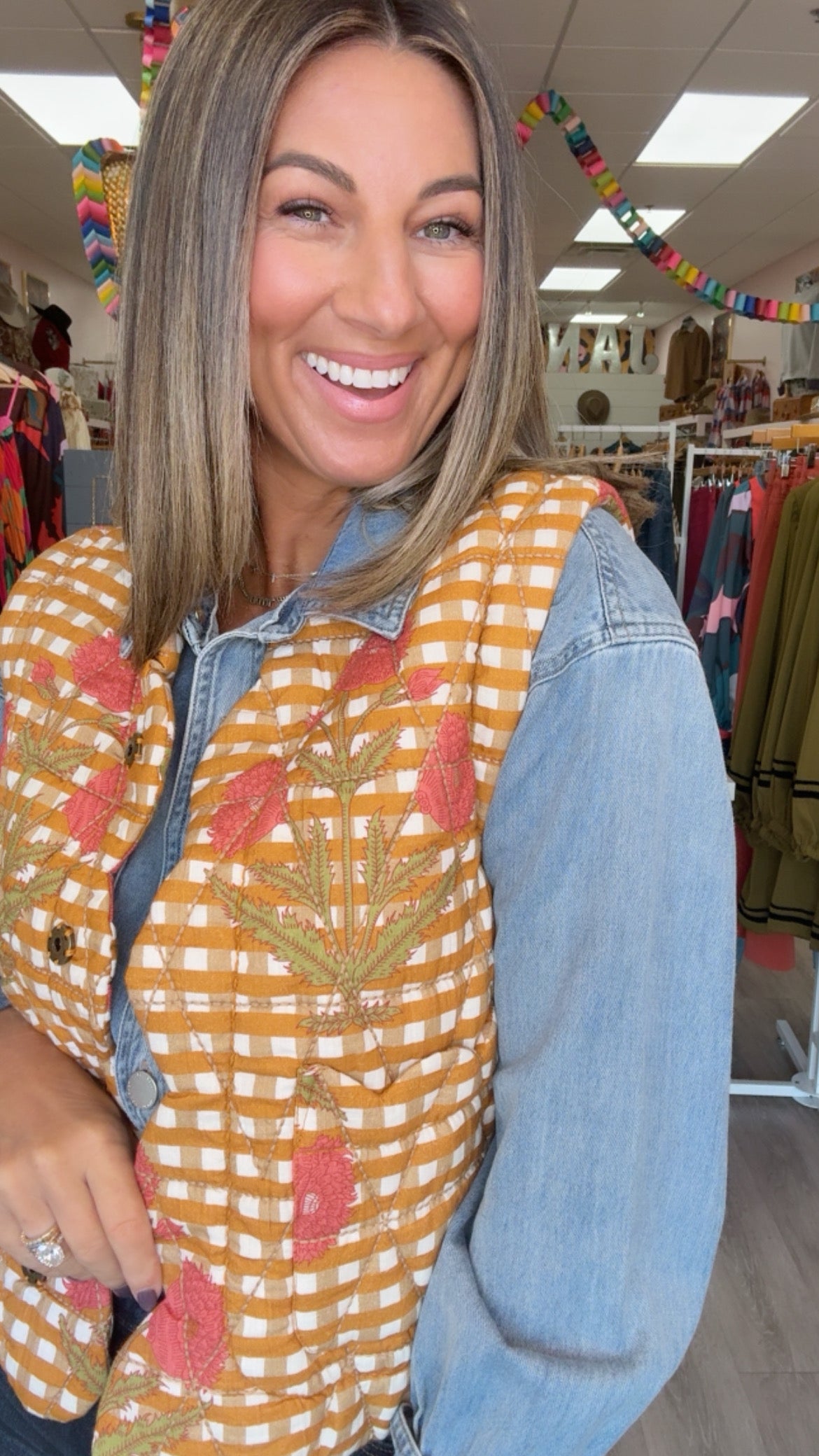 Ivy Jane | Gold Quilted Scalloped Edge Vest