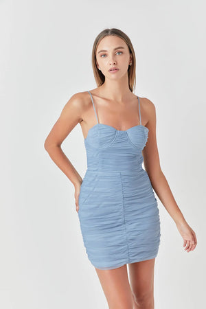 Blue Tulle Corset Mini Dress