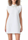 Endless Rose White Pearl Collar Sleeveless Mini Dress