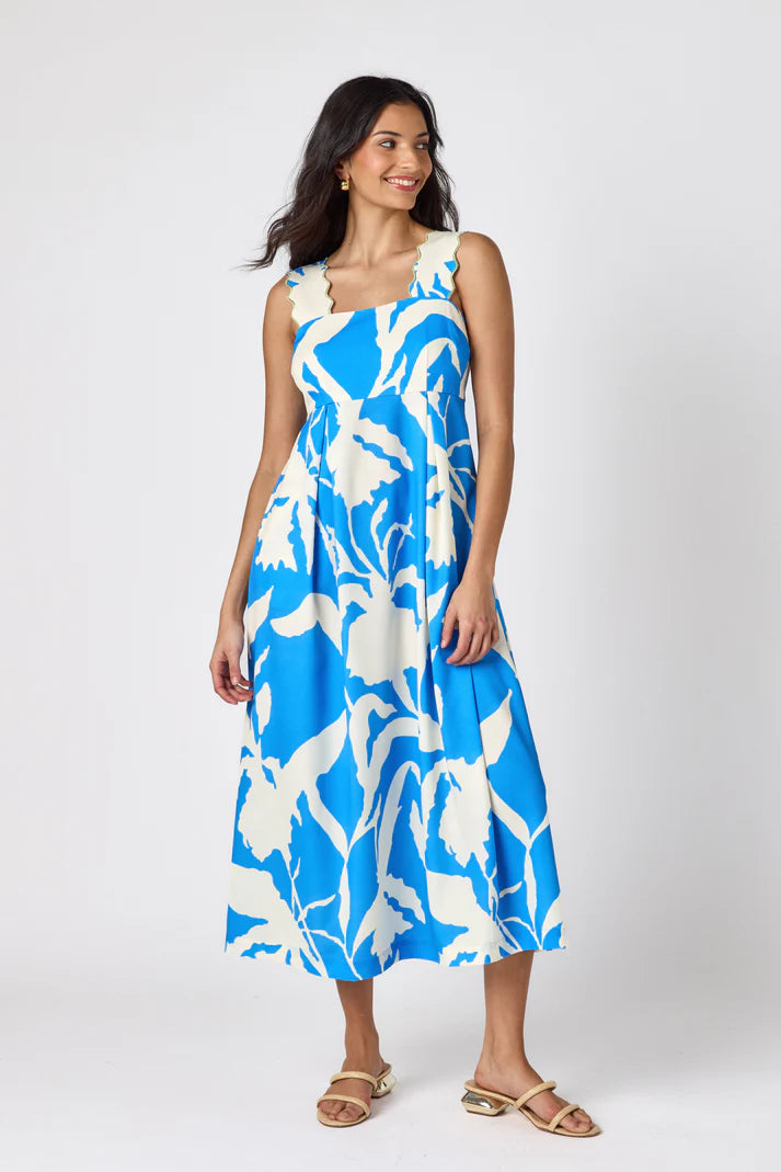 Crosby | Evie Dress in Blue Fern (1 MEDIUM)