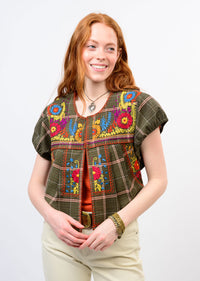 Ivy Jane | Green Plaid Embroidered Bolero